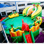 Коммерческий надувной батут с бассейном «Дино-оазис» 23*23*5,5 м