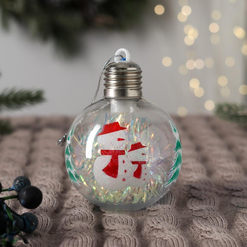 Шар новогодний "Зимние фантазии"8см дружные Снеговики, прозрачн.