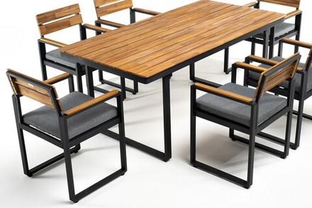 Обеденная группа из алюминия Joygarden ТОПА L, темно-серый графит, серый антрацит