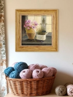 Картина настенная интерьерная в раме "под дерево" 26*26 см