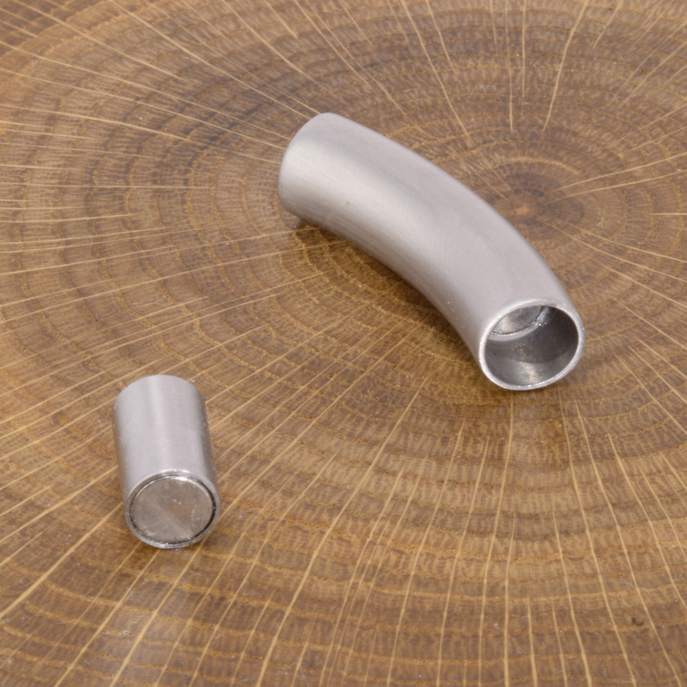 Магнитная застежка для кожаного шнура Цилиндр, нержавеющая сталь