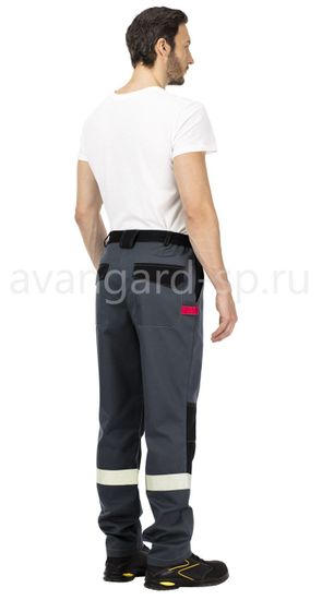 Костюм "Барит" брюки  (серый/черный/красный)