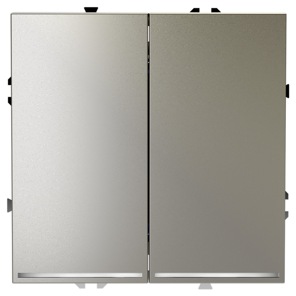 Выключатель встраиваемый VOLTUM S70 двухклавишный с подсветкой 10А, (шелк)