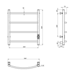 Полотенцесушитель MIXLINE CAPELLA  60х50 (таймер, 201 Вт, 4 перекладины) электрический ГРАФИТ