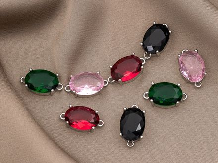 Коннектор "Овальный" 18,4мм, с черным кристаллом