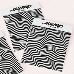 Ткань оксфорд 210 волны чёрно-белые