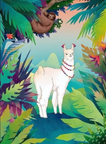 Картина по номерам 40х50см "Лама в тропических листьях" (Арт. Х-8631)