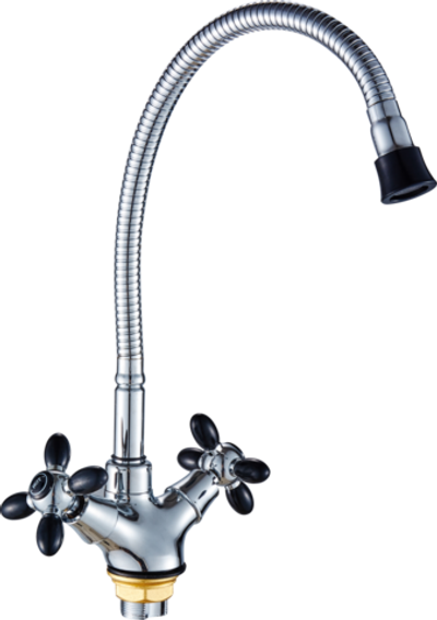 52052-C Смес. 2-ух руч. для кухни с гиб. из.(ЧЕРНЫЙ) HANSEN