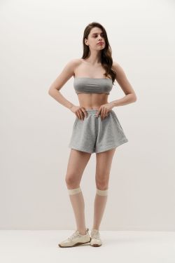 Топ-бандо из вискозы цвета серый меланж