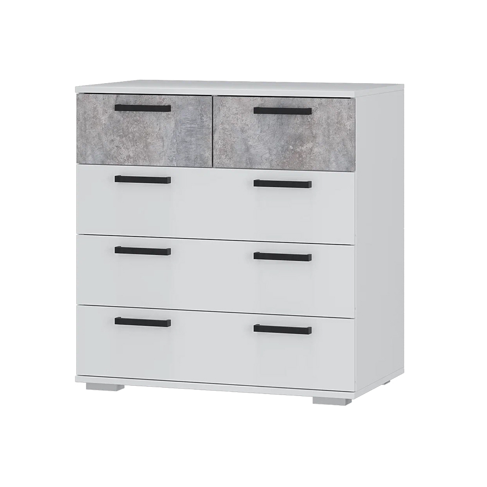 Комод Стандарт-5, Белый, Цемент светлый