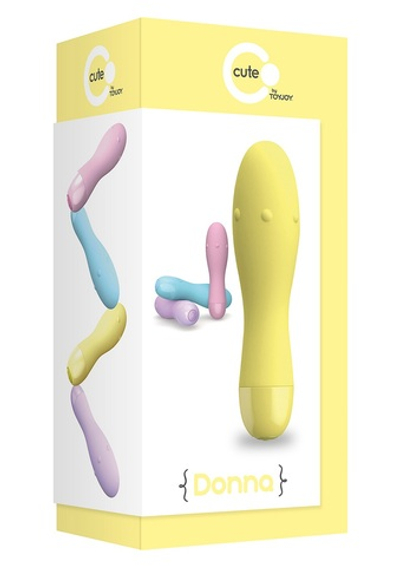 Жёлтый вибратор DONNA - 12 см.