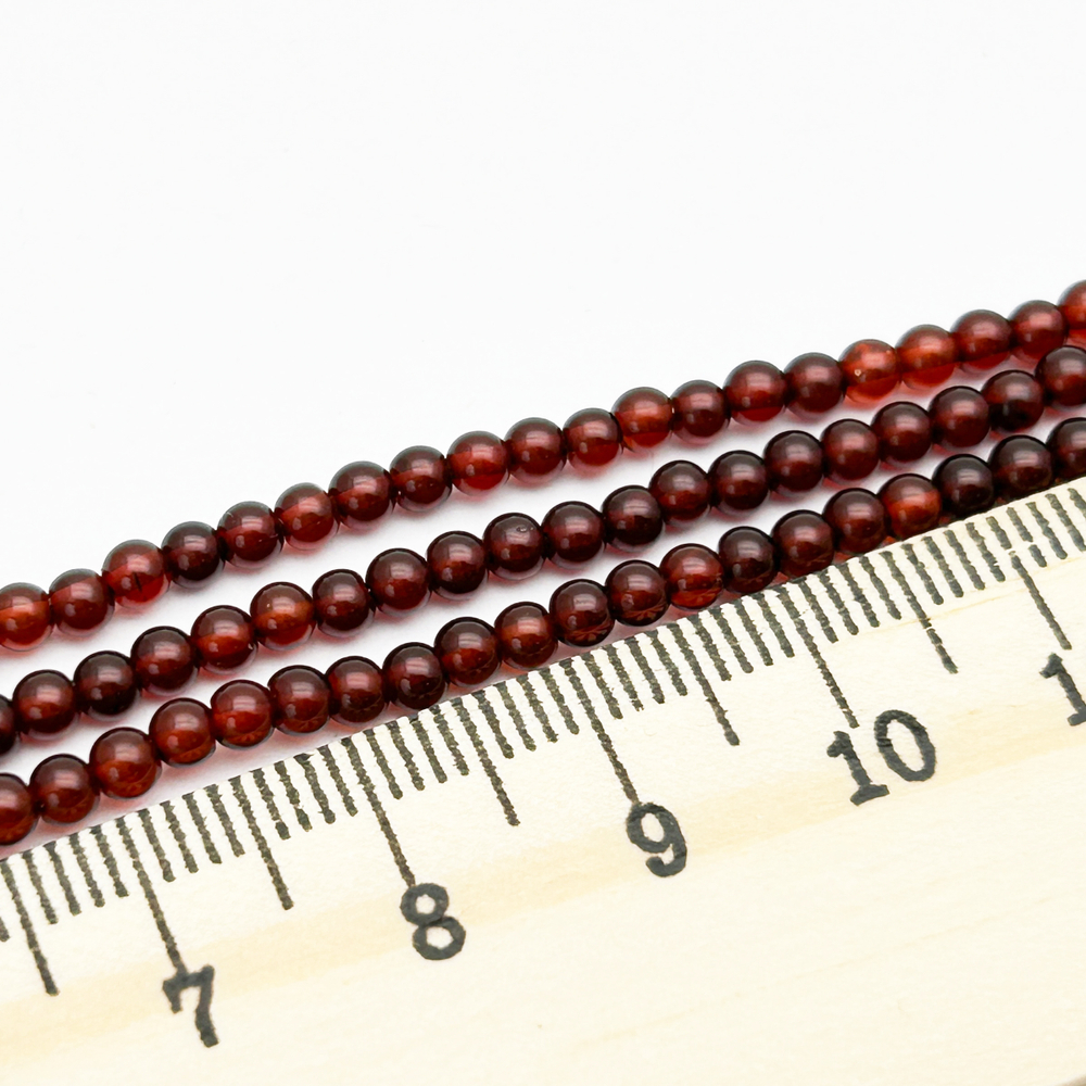 Янтарь бусины, цвет винный, размер 3 мм, цена за отрезок 8,5 см (1/4 нити)