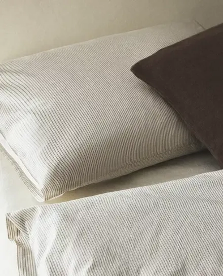 ZARA HOME НАВОЛОЧКА В ПОЛОСКУ, СИНИЙ