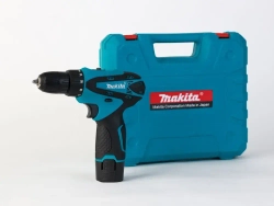 Дрель-Шуруповерт Makita Шуруповерт аккумуляторный 12V, аккумуляторный, Макита 12В, 2 АКБ / Кейс с набором бит, свёрел и головок / шуруповерт с набором инструментов