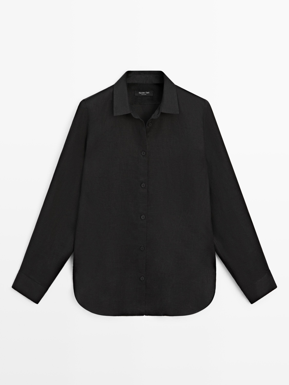 Massimo Dutti Льняная рубашка свободного кроя, черный
