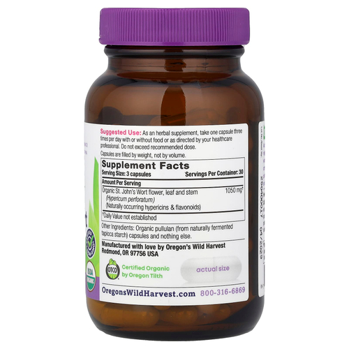 Oregon's Wild Harvest, органический зверобой, 90 веганских капсул