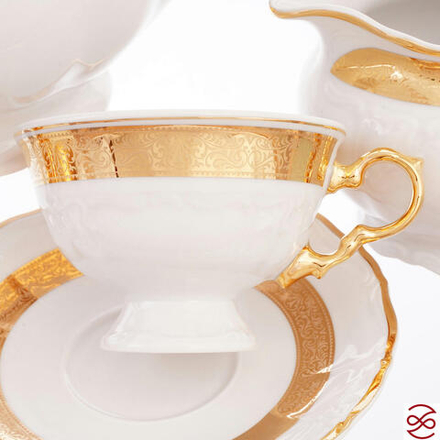 Чайный сервиз на 6 персон Thun Мария Луиза золотая лента 17 предметов