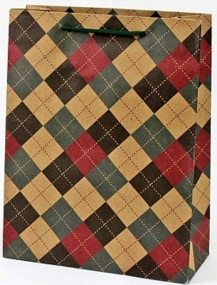 Пакет подарочный Крафт Шотландка 42*31,5*10 см.