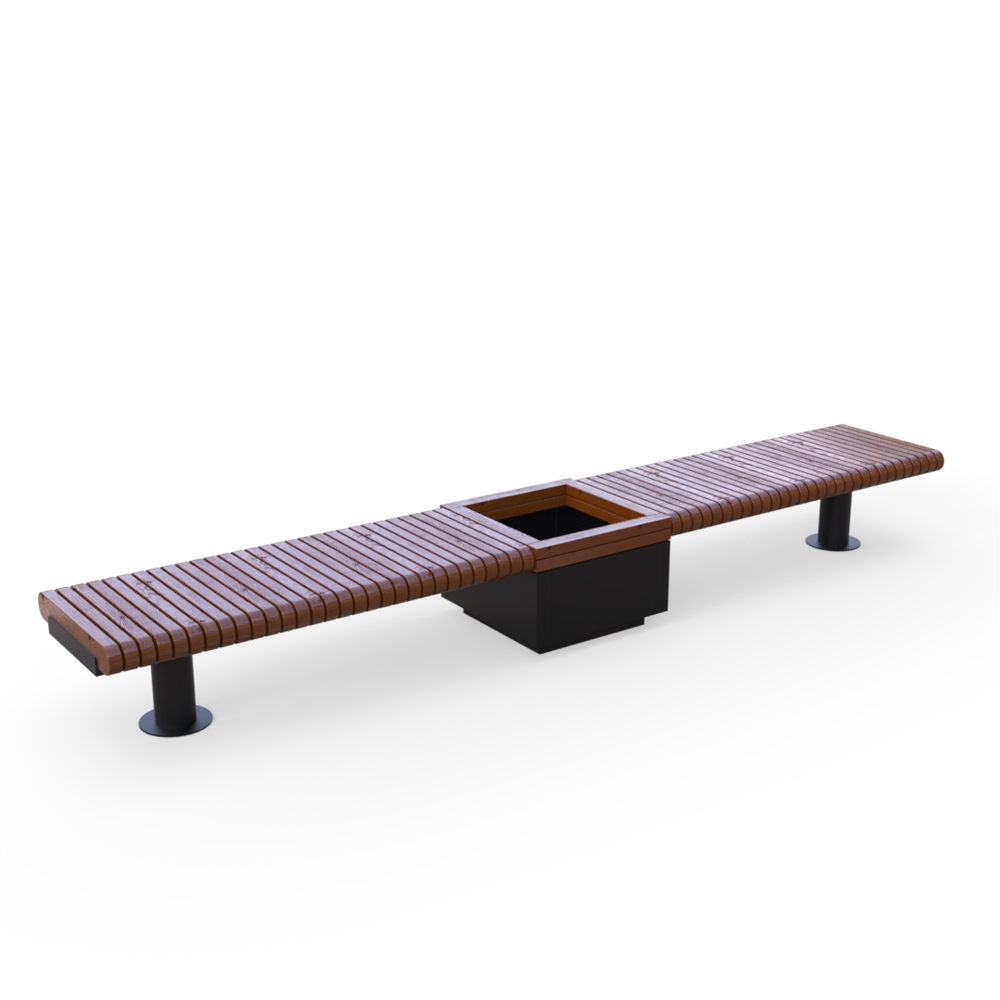 Лавка Rail Road 01 двойная с вазоном