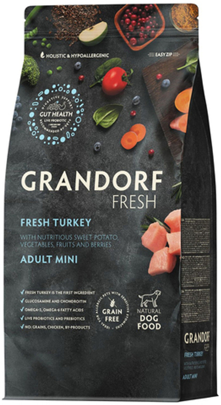 Grandorf Fresh 1кг Holistic Mini Turkey&Sweet Potato Сухой корм для собак малых пород, свежее мясо индейки с бататом