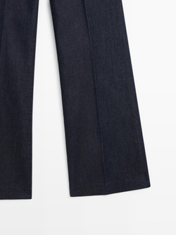 Massimo Dutti Расклешенные джинсы с высокой посадкой, темно-синий