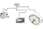 Потолочный двухблочный светодиодный операционный светильник Паналед-160/120 с видеокамерой HD и рычагом с кронштейном для монитора