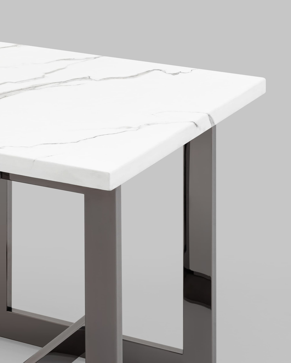 Журнальный столик Нэйтан 61*61 белый мрамор сталь темный хром