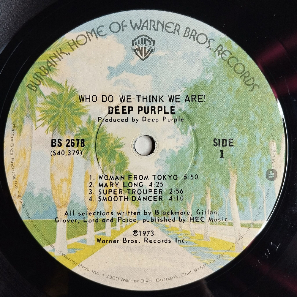 Винтажная виниловая пластинка LP Deep Purple Who Do We Think We Are (USA 1975) Rat Bat Blue