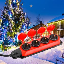 Удлинитель силовой ЭРА UK-4e-3x1,5-10m-IP44(KG) с заземлением 4 розетки каучук 10м КГ 3х1,5мм2 IP44 | Силовые удлинители