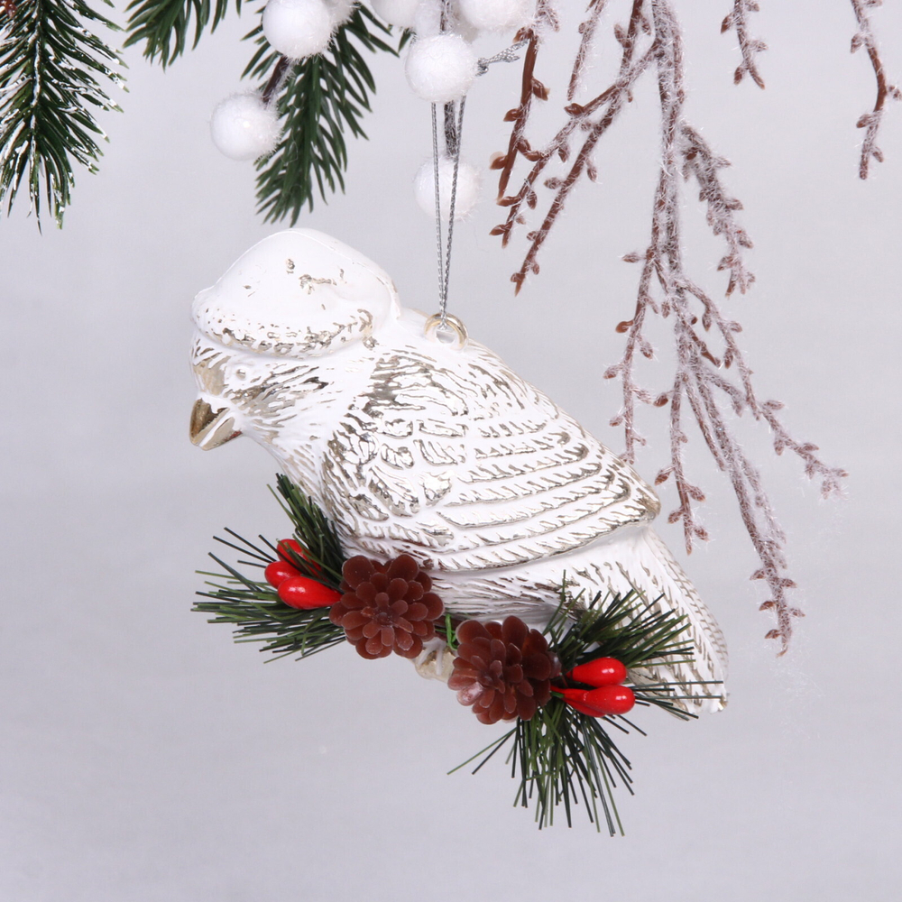 Ёлочная игрушка «Волшебная птица» 7*5*12 см , шампань