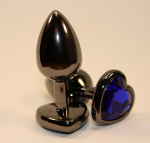 Чёрная пробка с синим сердцем-кристаллом - 7 см. (Цвет: синий)