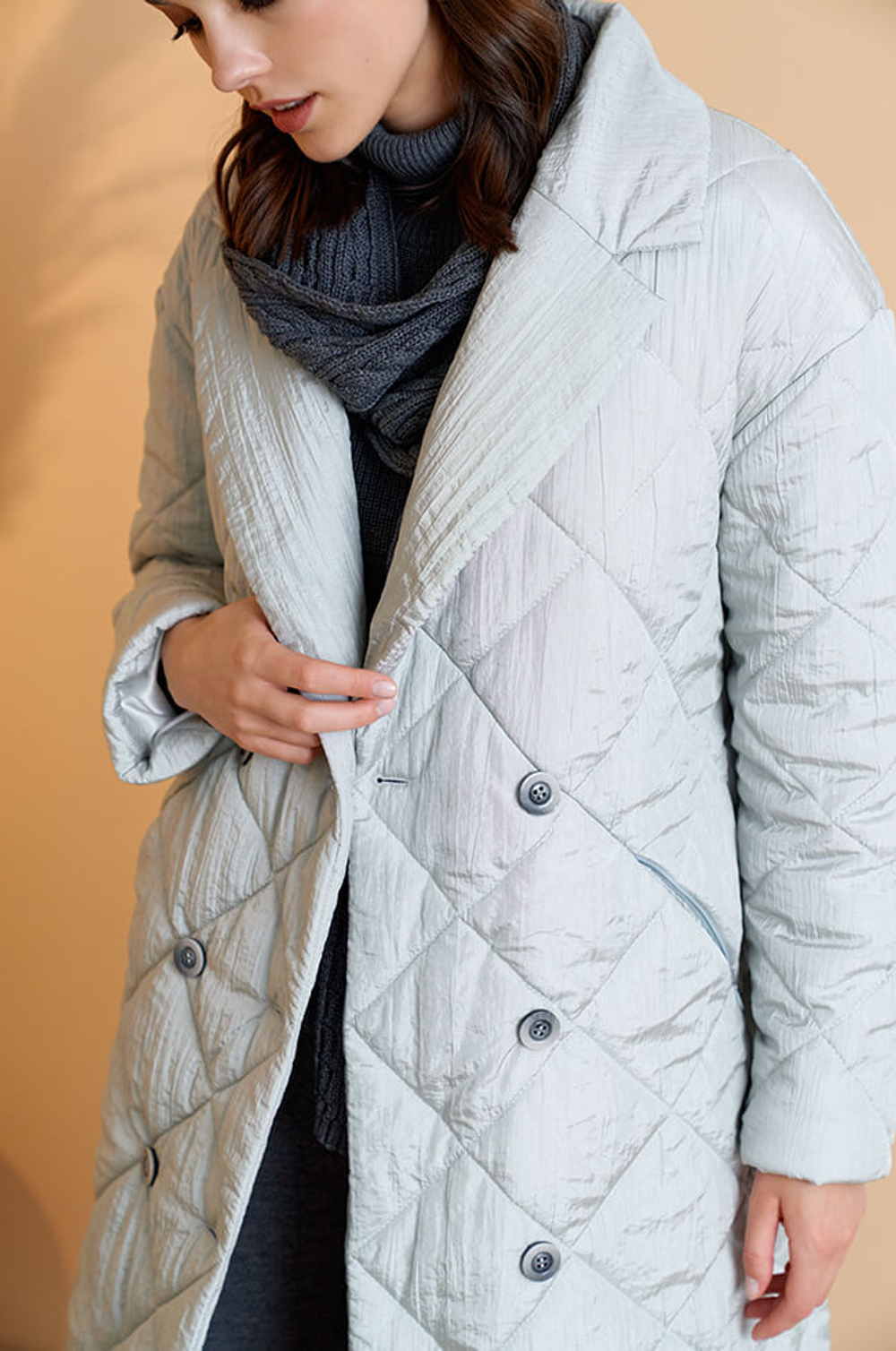 0080 Пальто женское (серебристо-серый)