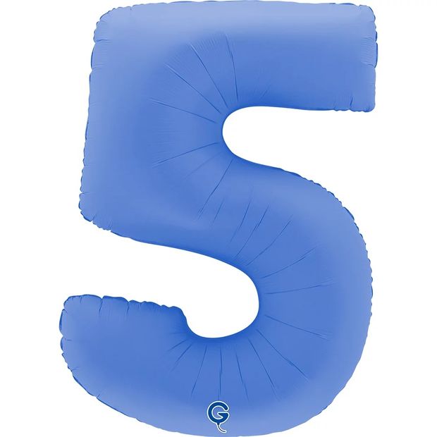 G Шар (40''/102 см) Цифра, 5, Голубой Лотос, Матовый (БГ-60)