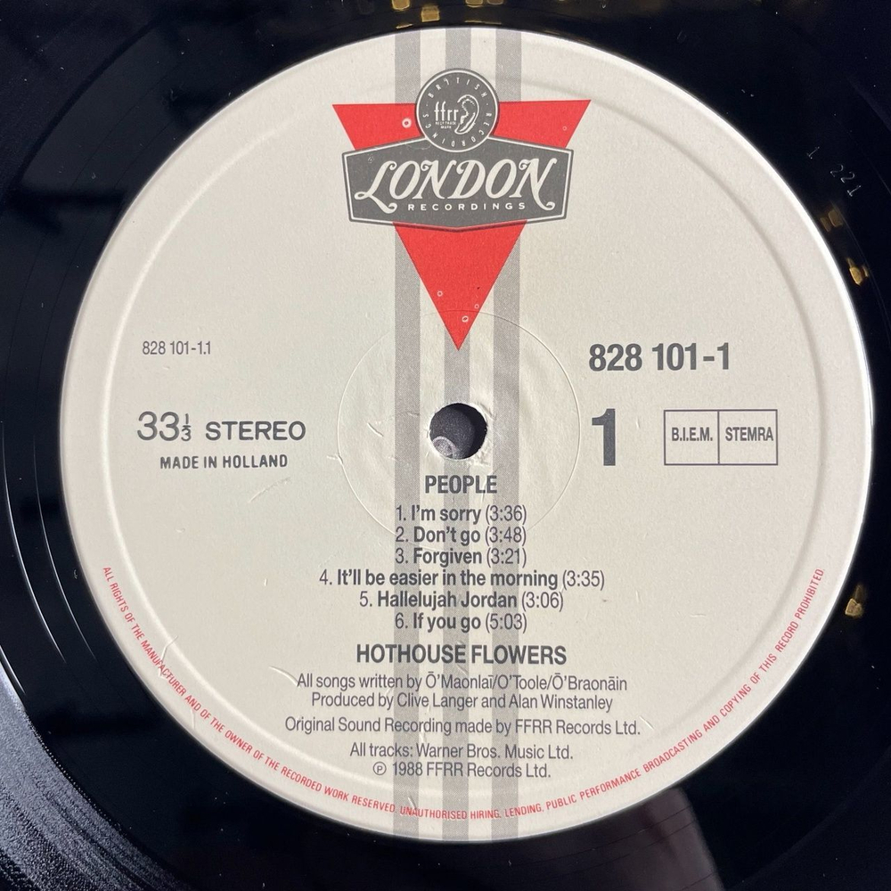 Винтажная виниловая пластинка LP Hothouse Flowers People (Holland 1988)