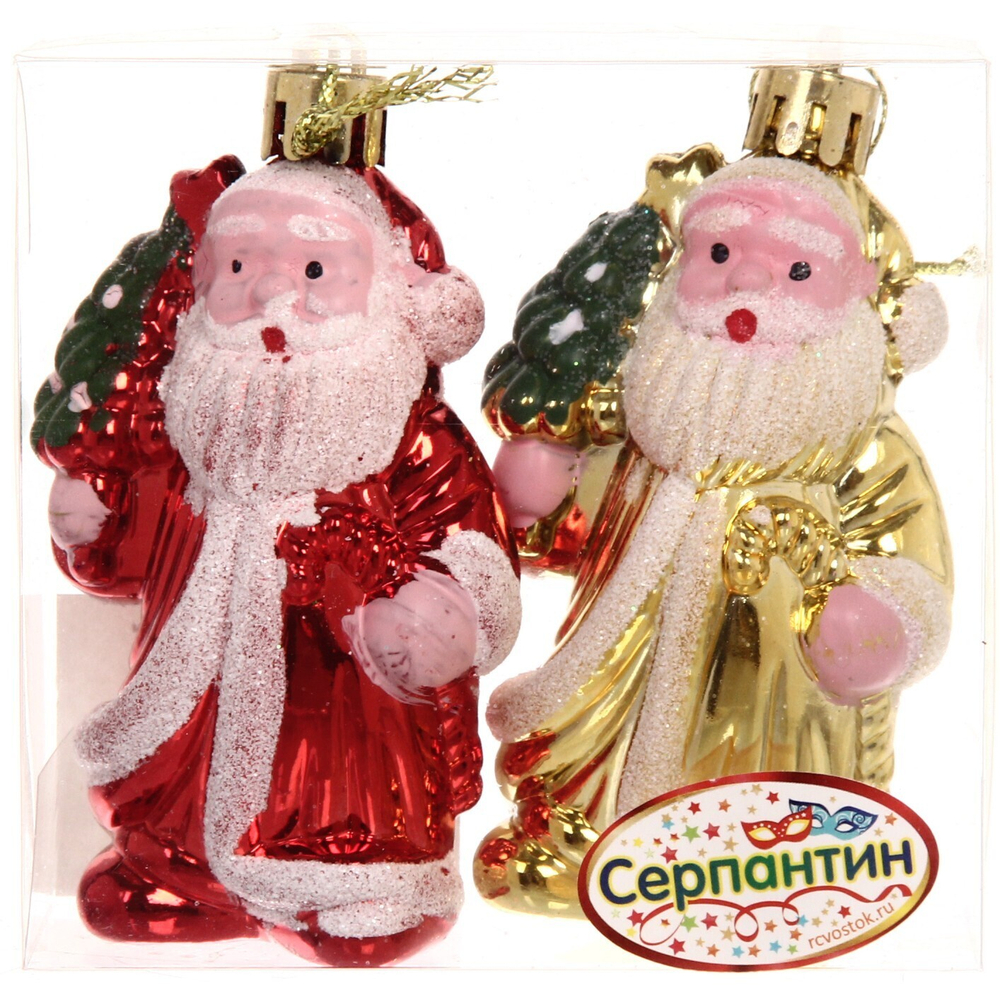 Ёлочная игрушка «Дедушка Мороз» 8 см (набор 2 шт), микс