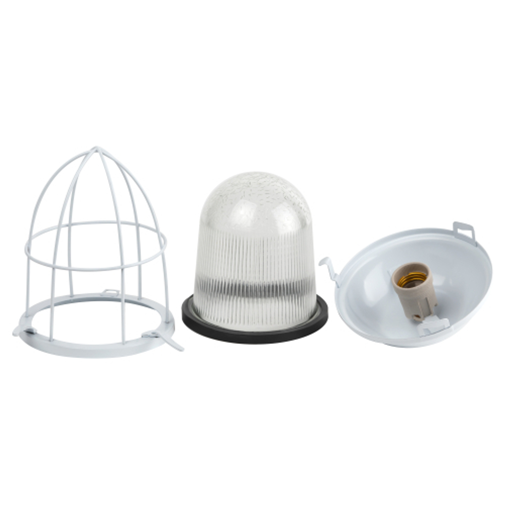 Светильник ЭРА НСП 02-100-003 с решеткой Желудь сталь стекло IP54 E27 max 100Вт 172х262х275 белый