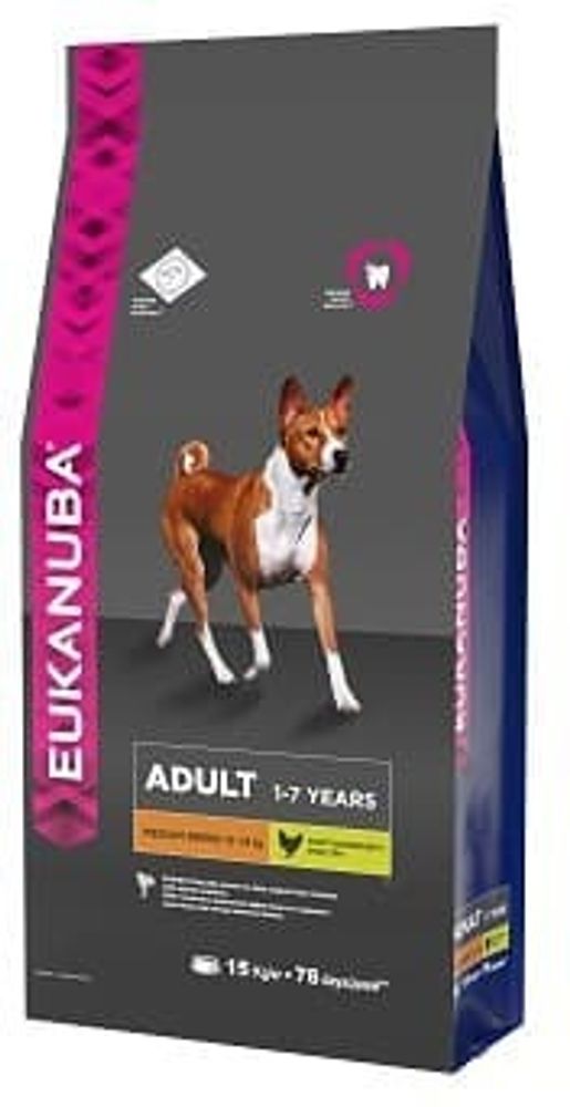 EUK Dog корм для взрослых собак средних пород 15 кг (Россия)