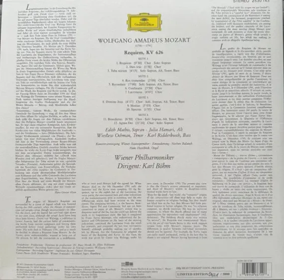 Mozart, Karl Bohm, Wiener Philharmoniker - Requiem - (Analogue, Original Source) 2LP