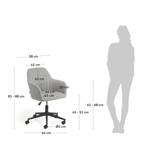 Рабочее кресло на колесиках Madina светло-серое