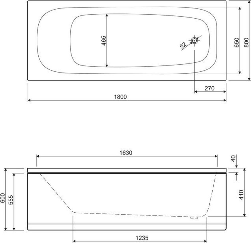 Акриловая ванна 180x80 см Cezares ECO-180-80-41-W37