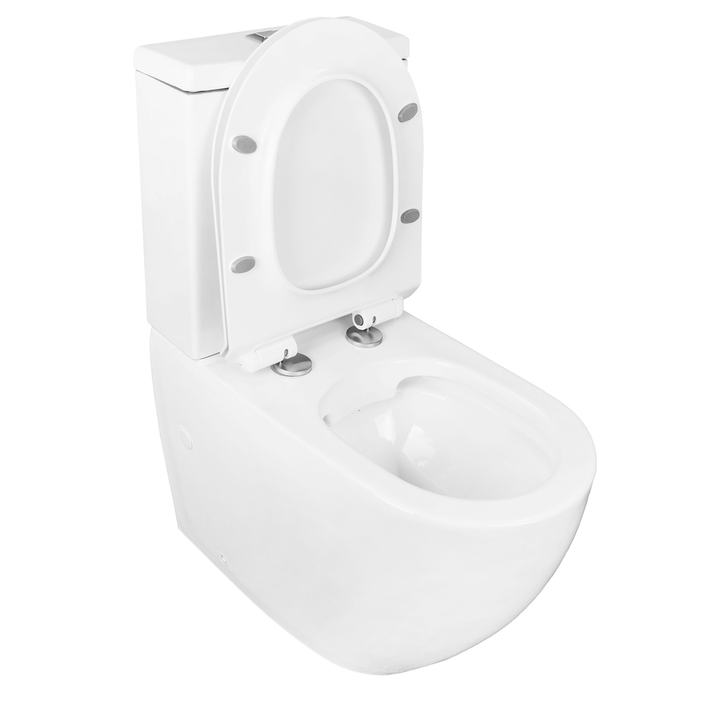 Унитаз напольный Azario CORSA 630x380x830 безободковый с бачком и сиденьем микролифт (AZ-2062S)