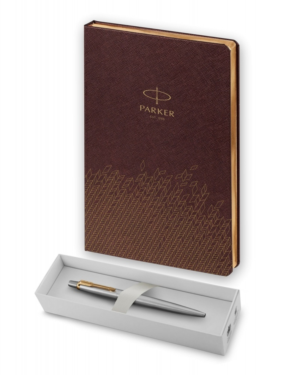 Подарочный набор: Шариковая ручка Parker Jotter Essential, St. Steel GT и Ежедневник  недатированный, коричневый
