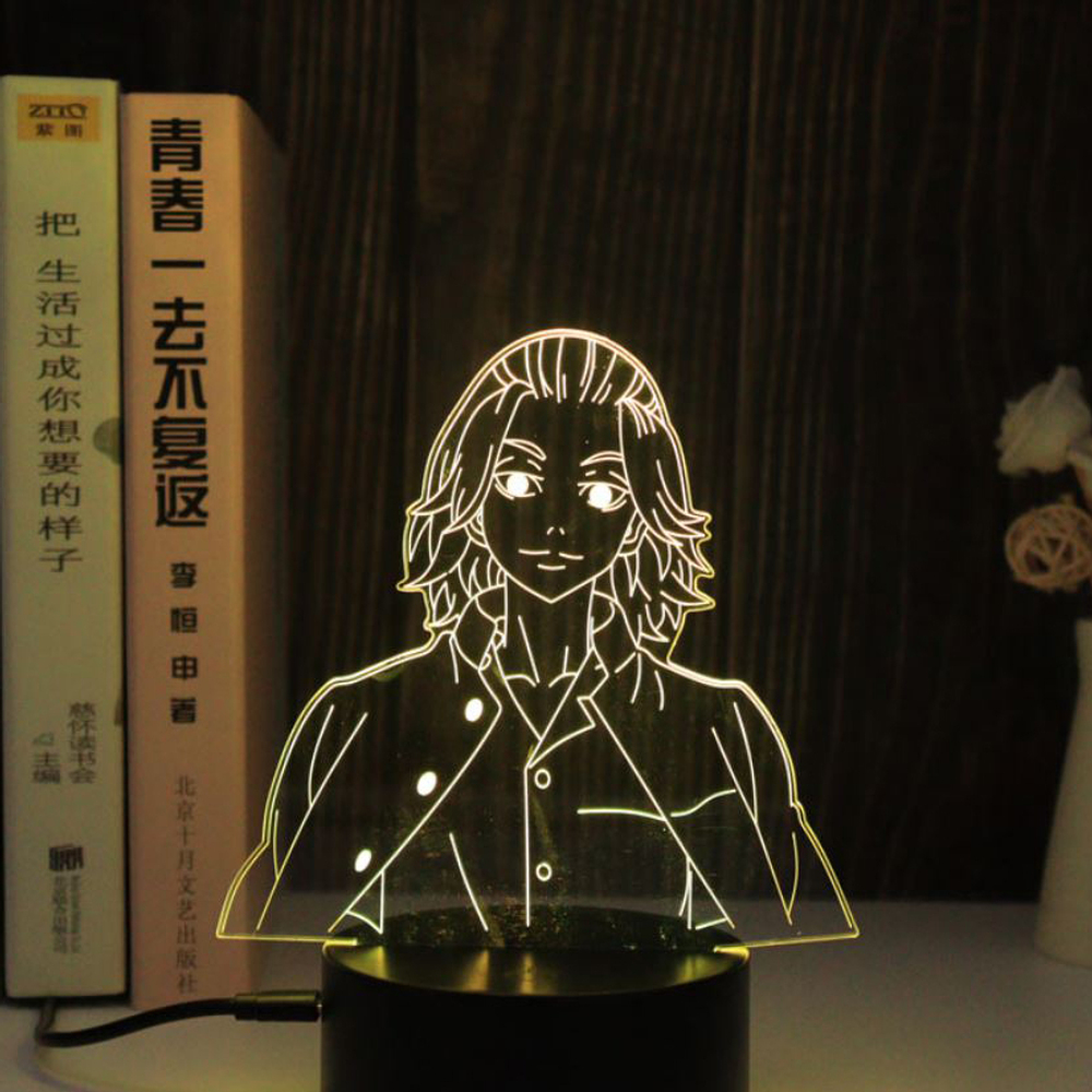 Акриловый светильник на черной подставке "Токийские мстители - Майки"