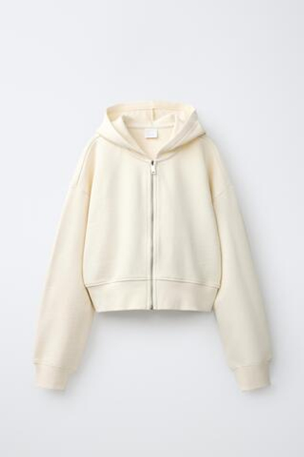 ZARA УКОРОЧЕННАЯ ТОЛСТОВКА НА МОЛНИИ, ЭКРЮ