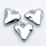 Подвеска Сердце, цвет серебро (родий), размер 18*19 мм, цена за 1 шт