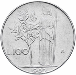 Италия 100 лир 1955-1989 (случайный год) XF-AU