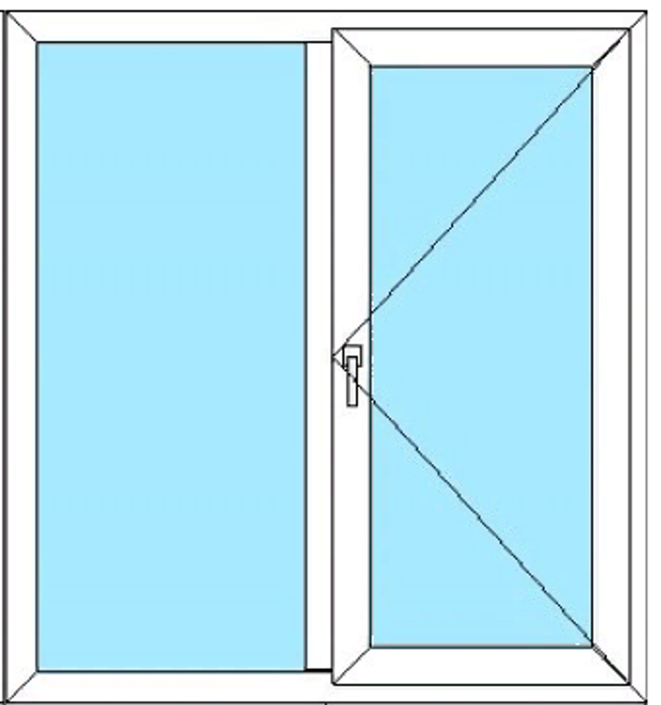 Окно пластиковое ПВХ 700*1150+п.п. поворотное правое Ивапер 60