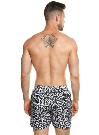 Черно-белые пляжные шорты из быстросохнущей ткани (Размер: XL) (Цвет: черный с белым)