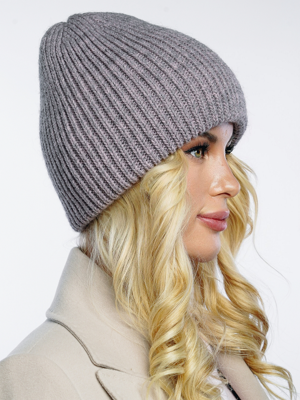 Шапка вязаная "Fishka" Пепел лиловый