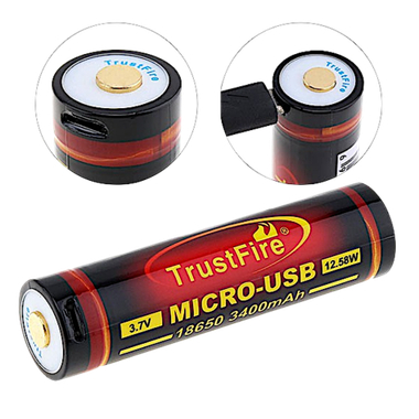 Аккумулятор 18650 Li-Ion TrustFire 3.7V - 3400mAh 1шт Интегрирован разъем USB